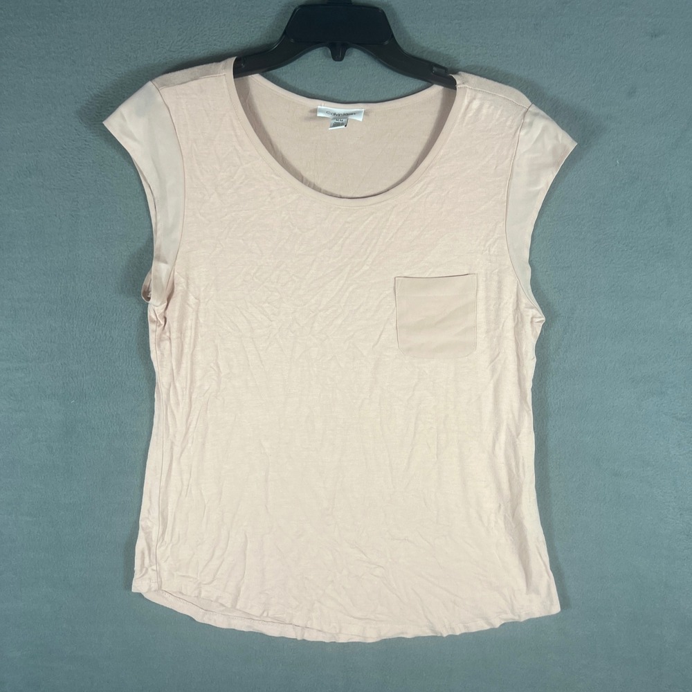 Calvin Klein Womens Top M/M Pink Solid Cap Sleeve Pocket M4UH8817 CKGLG0011J